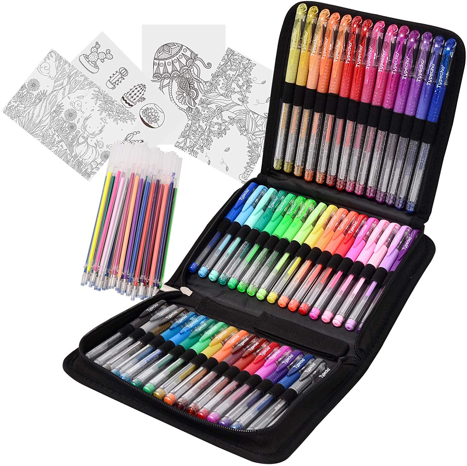 Black Gel Pens, 48 Pack(20 Gel Pens with 28 Refills) Shuttle Art