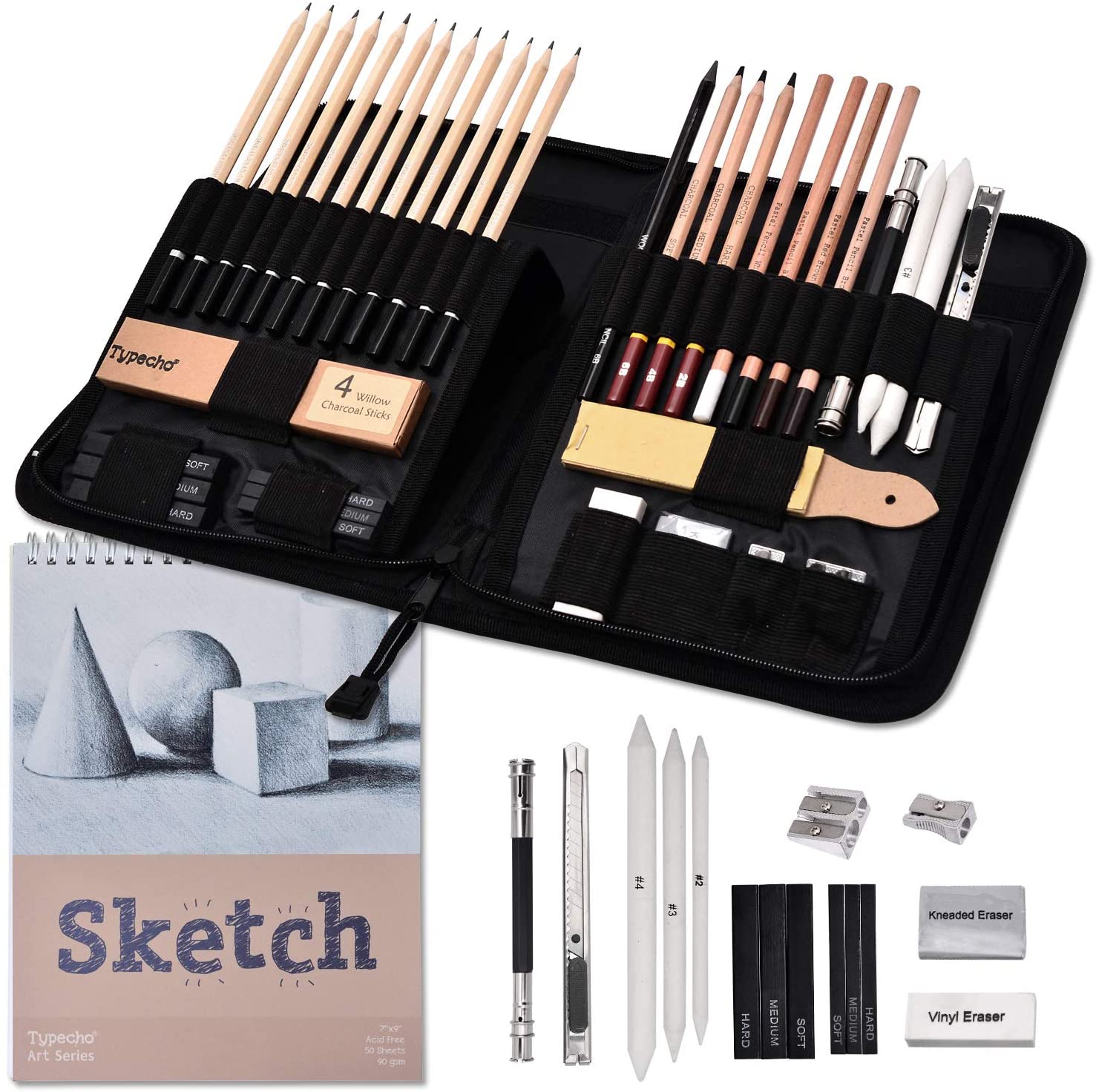 Sketching Set 41 PCS Drawing and Sketching Artist Kit Includes Complete  Sketching and Charcoal Pencils with Portable Travel Zippered Case. Art Set  for Kids, Teens and Adults – Typecho Art