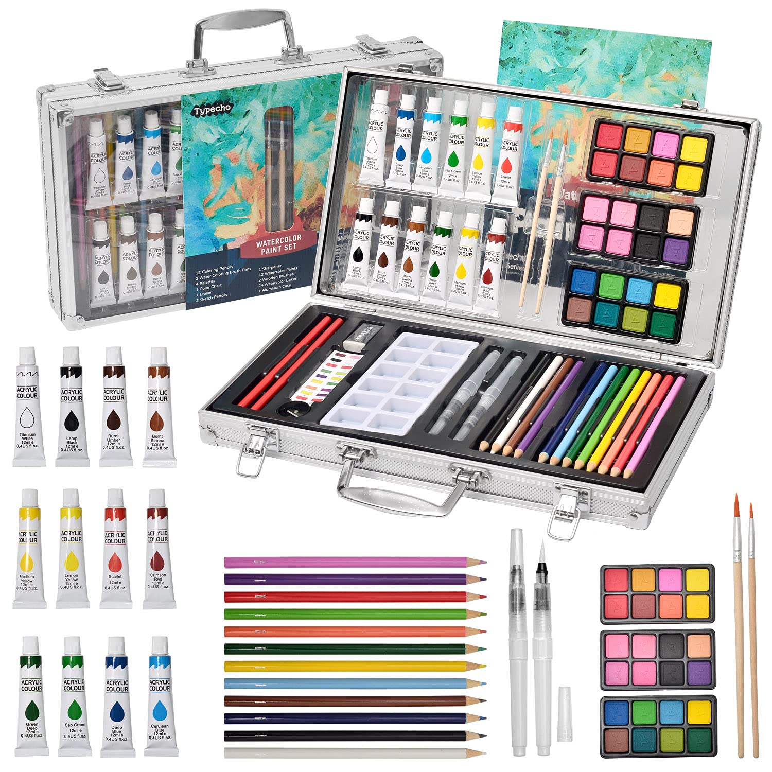 Watercolor Paint Set (24 Colors) For Students, Artists & Beginners