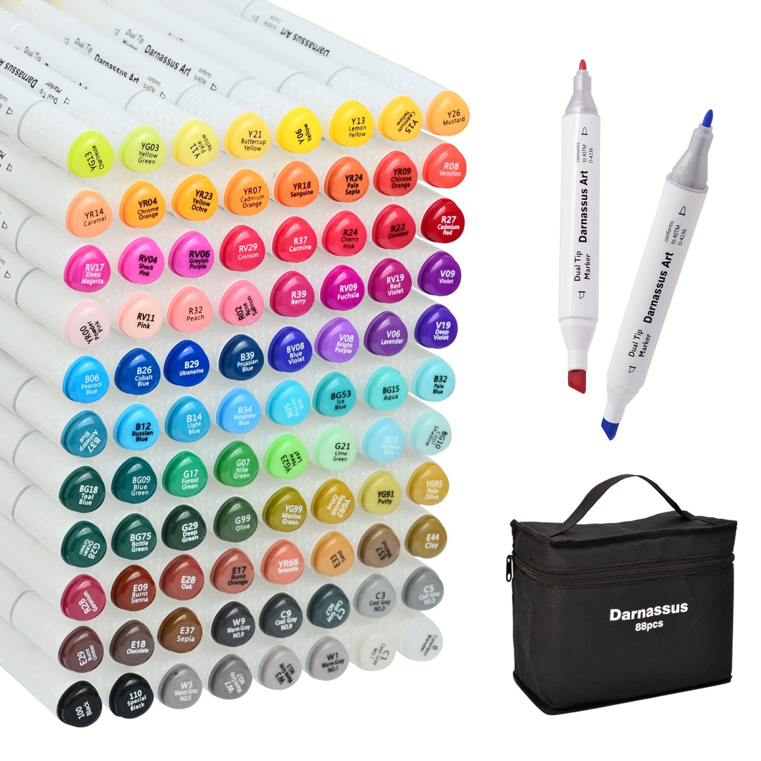 Caliart 100 Colors Artist Alcohol Based Markers Dual Tip Art Markers  Permanent Drawing Coloring Markers Twin Sketch Markers Pens - 100 Colors  Artist Alcohol Based Markers Dual Tip Art Markers Permanent Drawing